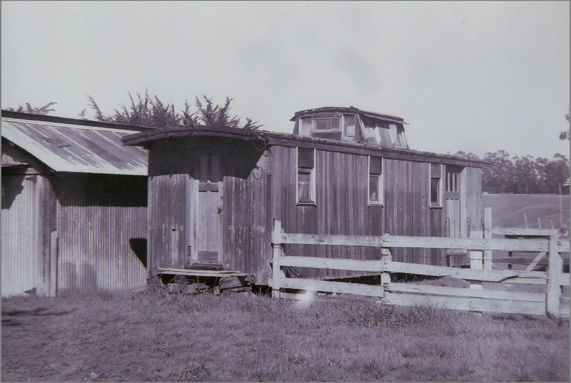 NWP caboose 5591 at Pt. Reyes Station, 1930’s.
